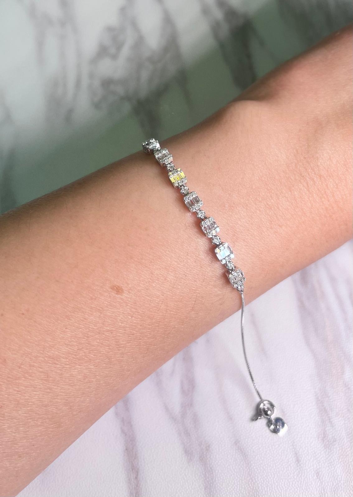 0.5ct 18K 白金 鑽石手鍊 (B940)  17.5cm