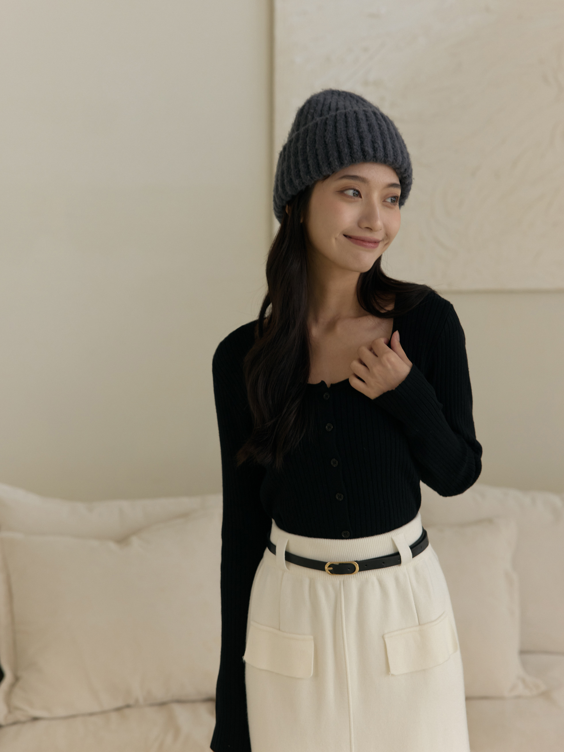 軟綿綿寬摺保暖毛帽