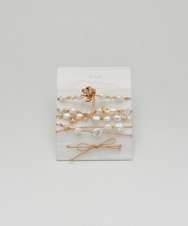 金屬花珍珠髮繩髮扣