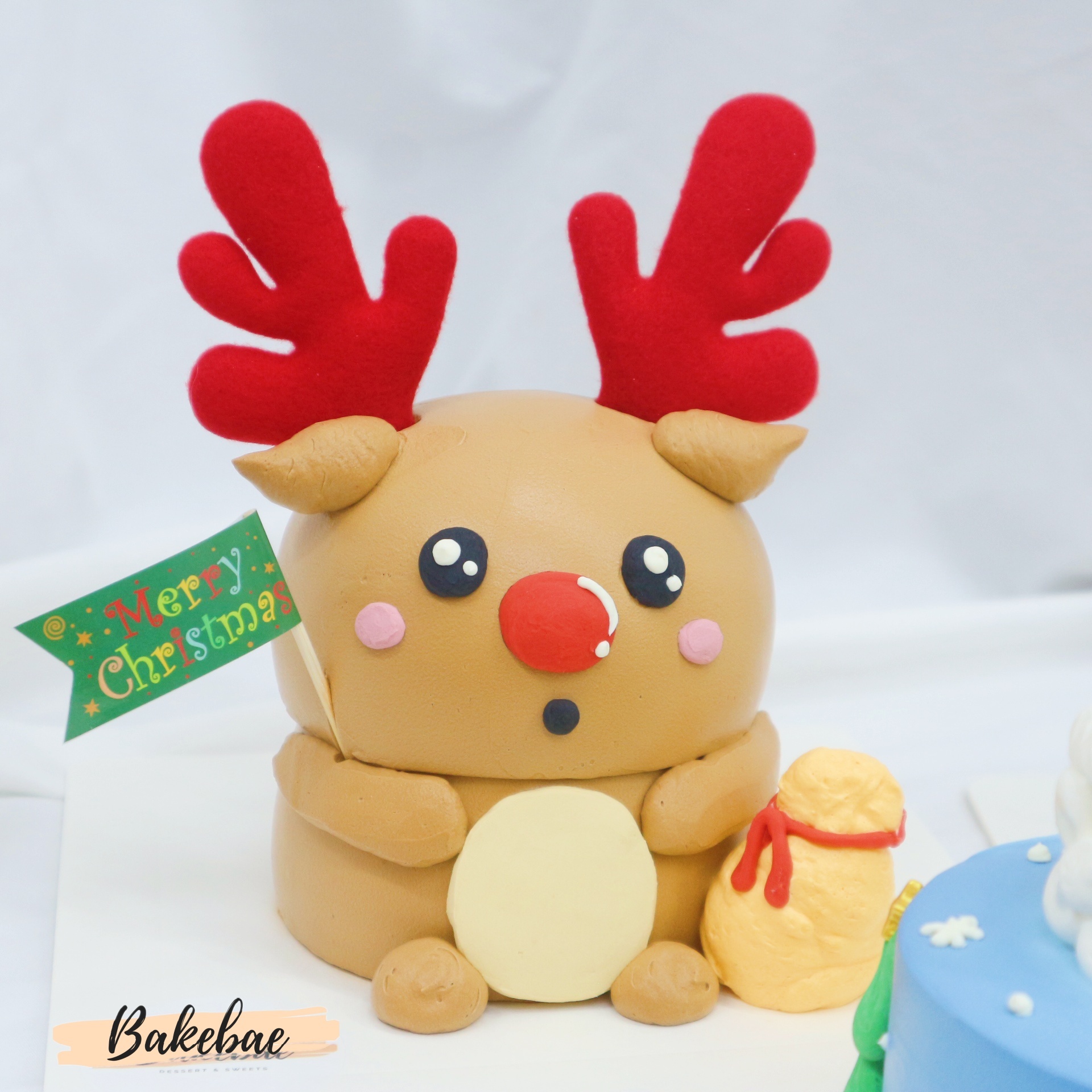 聖誕蛋糕 - 立體禮物小鹿