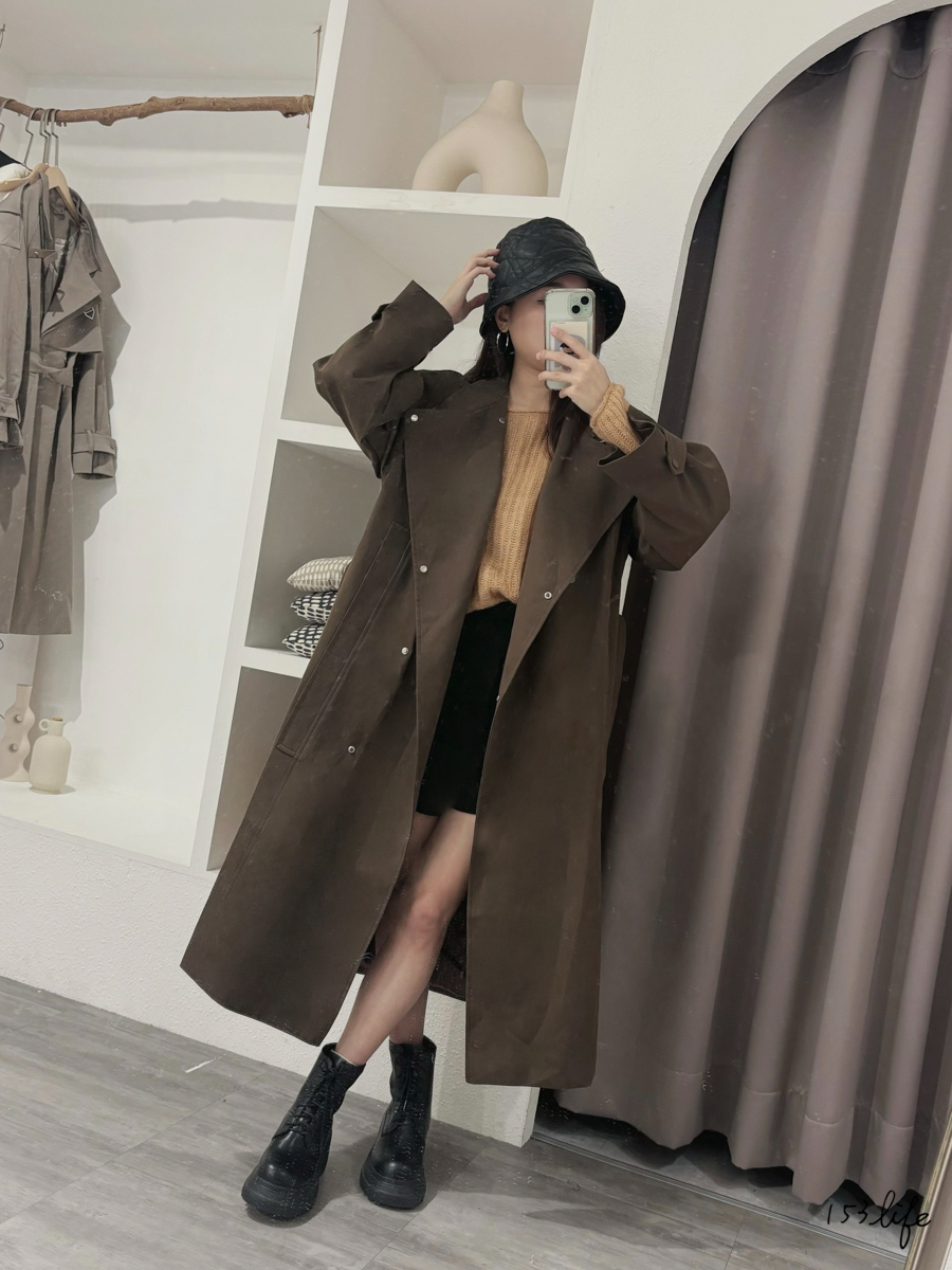 |現貨|𝑙𝑎𝑑𝑦.輕熟風| (長版)保暖系多穿法翻領風衣外套(3色)