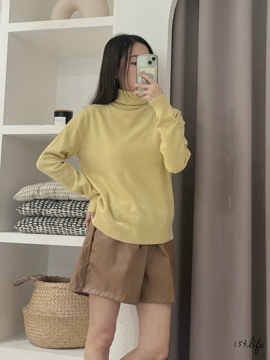 |現貨|高領素色彈性基本柔軟內搭上衣(4色)