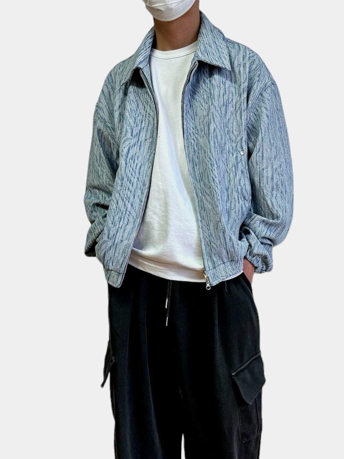 反領亂紋拉鍊外套 WTVR-001JK