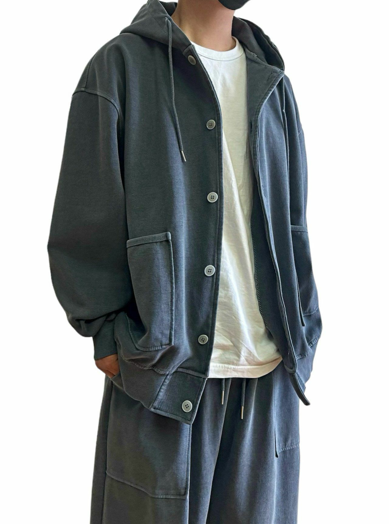 淨色連帽開胸外套 WTVR-005JK