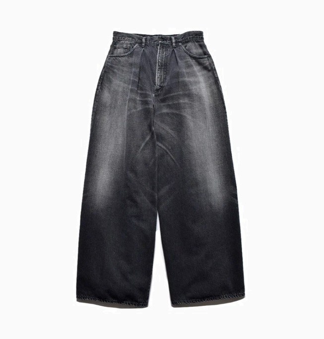 MINEDENIM WIDE GIANT BEGGY 5 POCKET USD WASHED JEANS - BLACK PRE ORDER ITEM (預訂中)