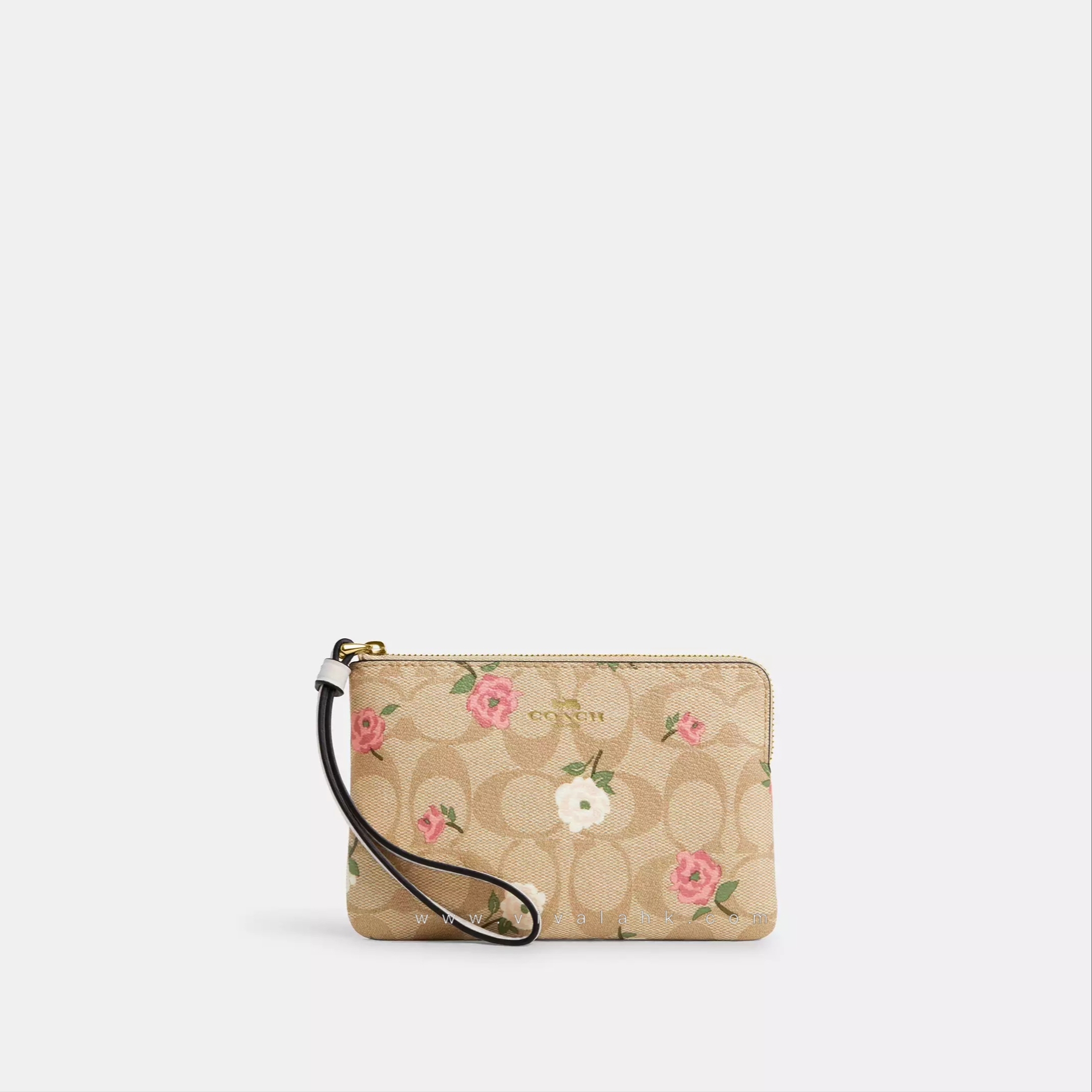 Coach - Corner Zip Wristlet In Signature Canvas With Floral Print (CR973)