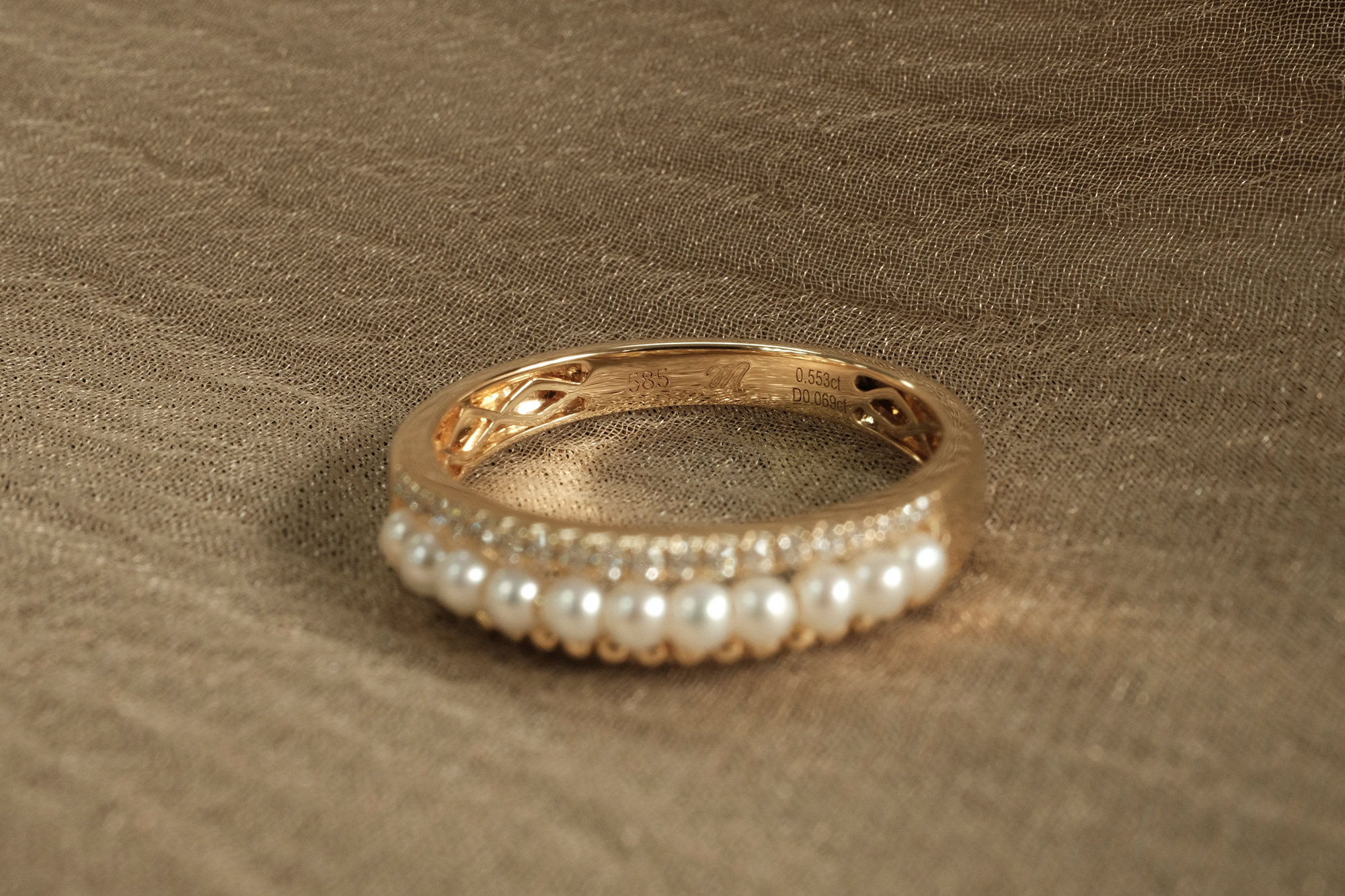 14K,天然珍珠,天然鑽石,真鑽,純K,戒指