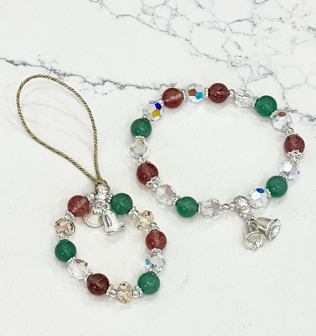 [S] GEMZ & CO ZBB CHRISTMAS EDITION SWAROVSKI/STRAWBERRY QUARTZ/AVENTURINE ACCESSORIES WITH 925 SILVER, Y264 (Y264)