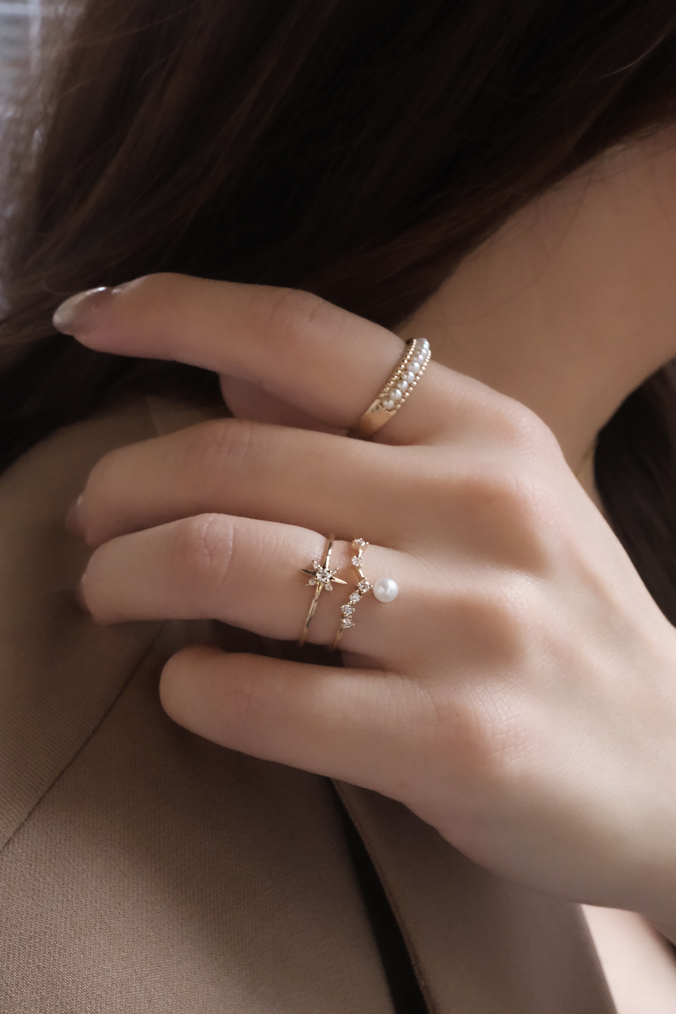 14K,純K,戒指,輕奢珠寶,天然鑽石,真鑽,天然珍珠