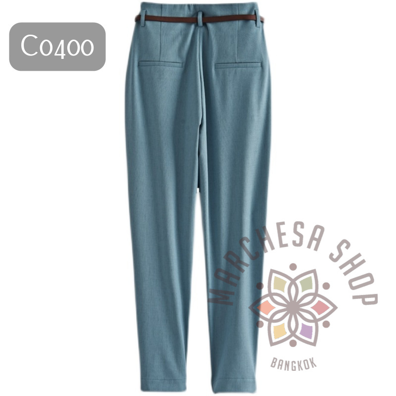 C0400- 簡約純色修臀修長西裝休閒褲