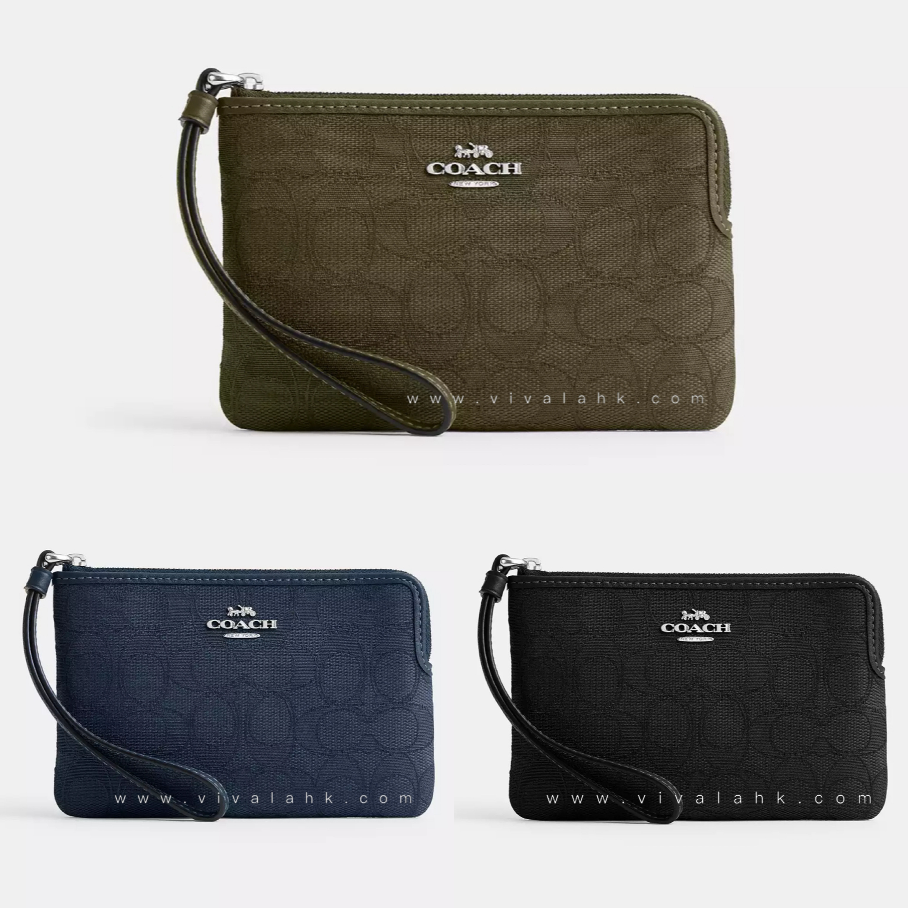Coach - Corner Zip Wristlet In Signature Jacquard (CW862)
