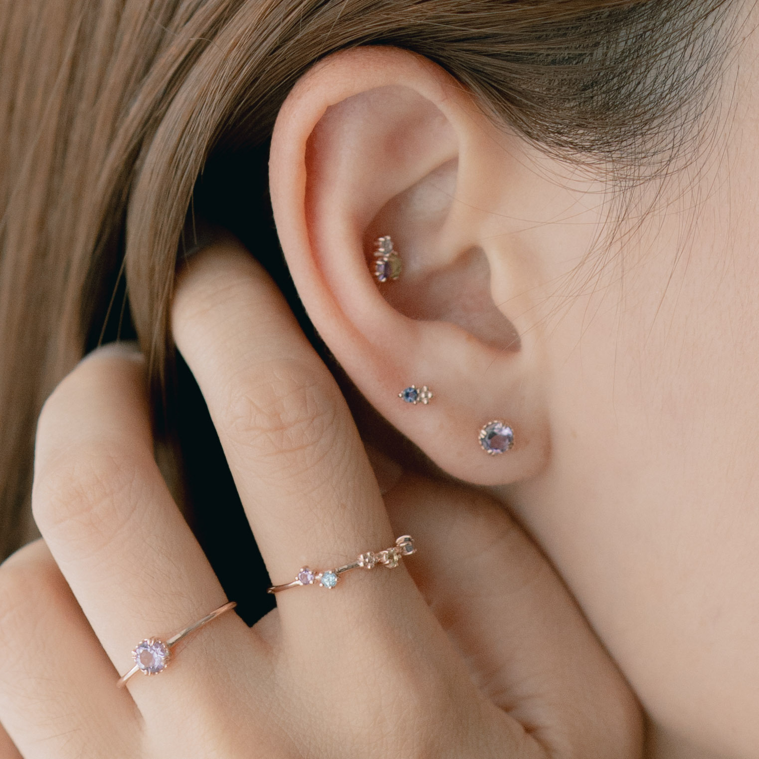 圓四爪紫水晶戒指