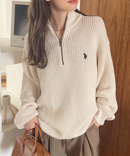 <線上SALE❤️‍🔥>U.S. POLO ASSN.xAda. 針織半拉鍊毛衣