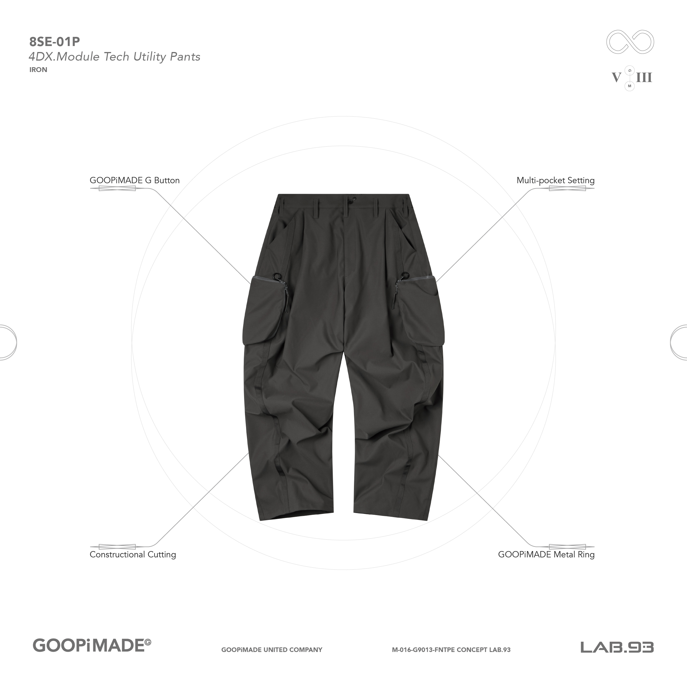 GOOPiMADE “8SE-01P" 4DX.Module Tech Utility Pants - Iron