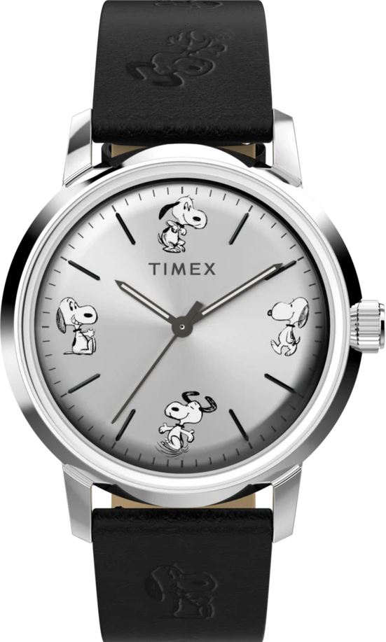 萬年鐘錶 - TIMEX 天美時   Q-Timex  花生史奴比Marlin機械皮革款男錶  TW2W54000  timex Q  錶徑40MM