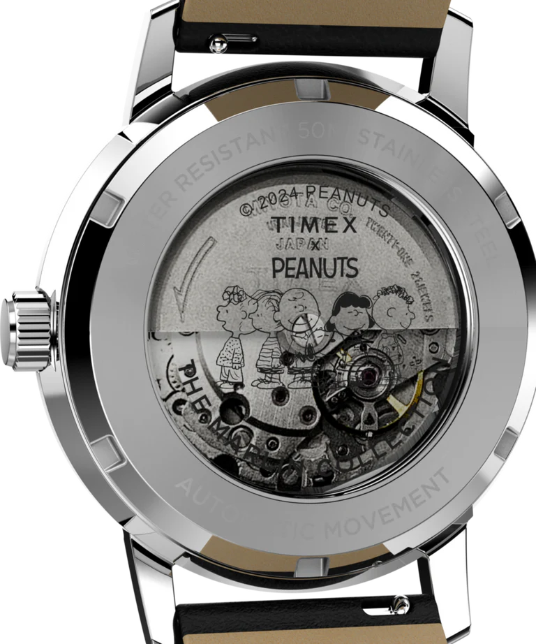 萬年鐘錶 - TIMEX 天美時   Q-Timex  花生史奴比Marlin機械皮革款男錶  TW2W54000  timex Q  錶徑40MM