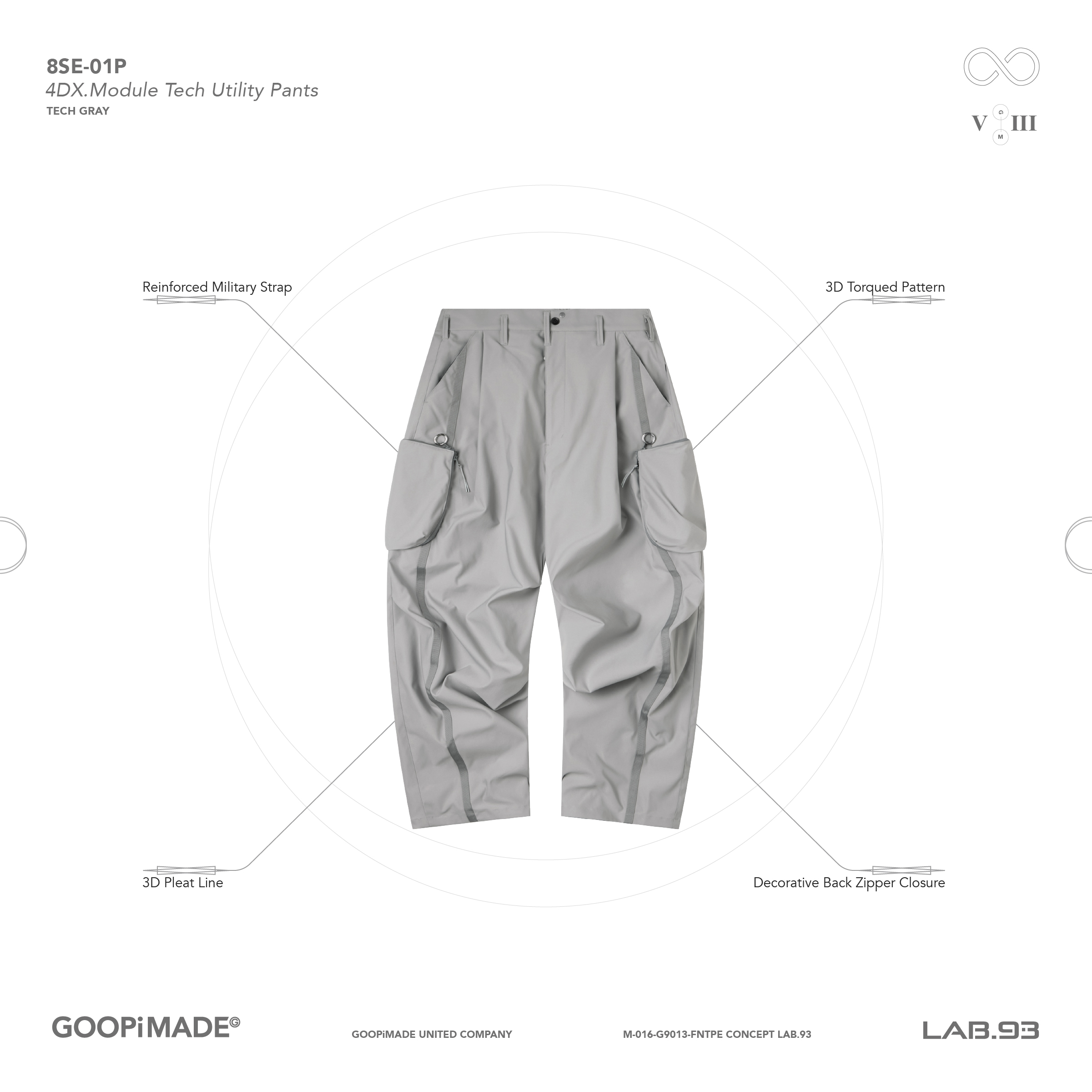 GOOPiMADE “8SE-01P" 4DX.Module Tech Utility Pants - Tech Gray