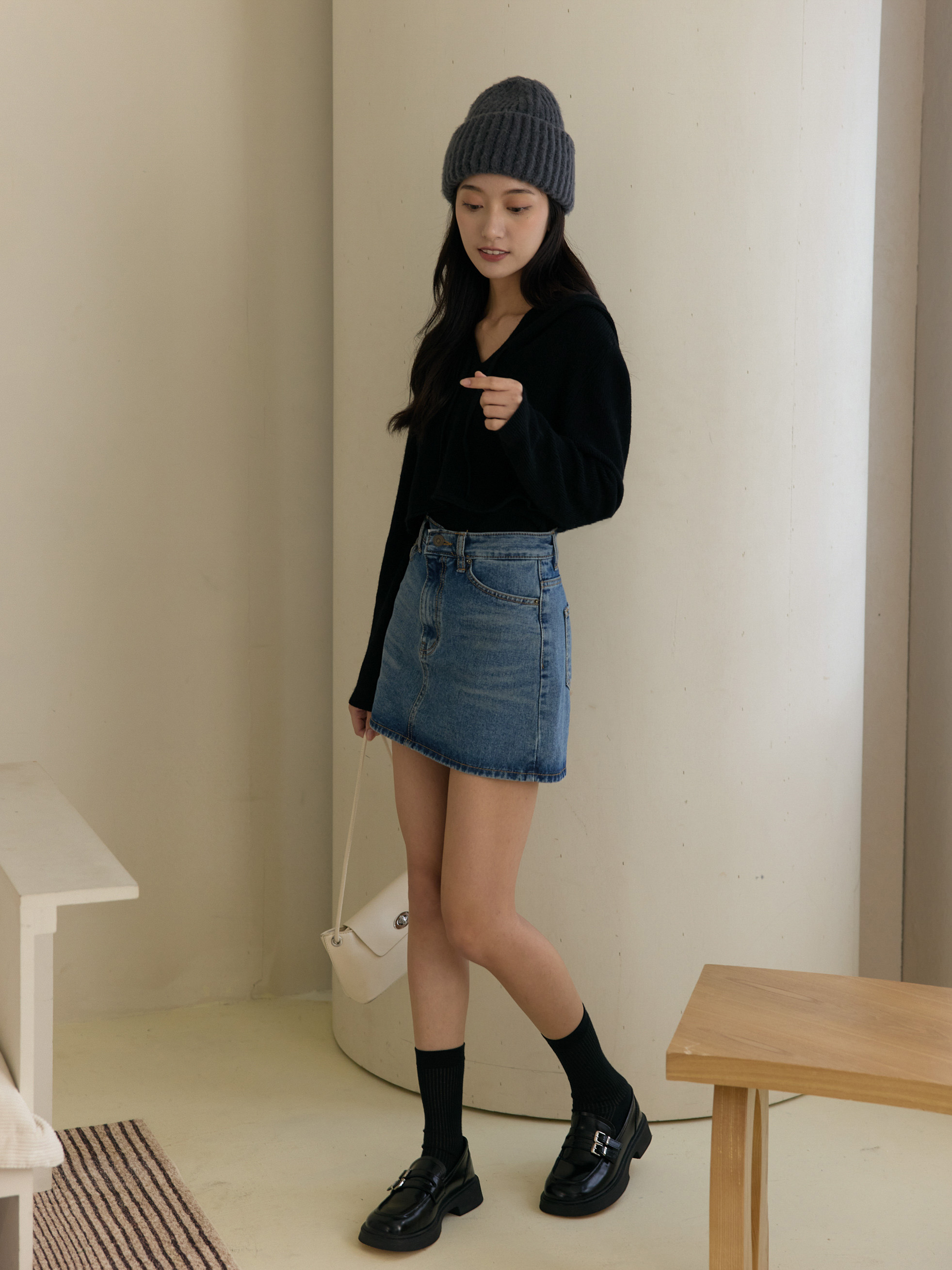 復古水洗牛仔褲裙