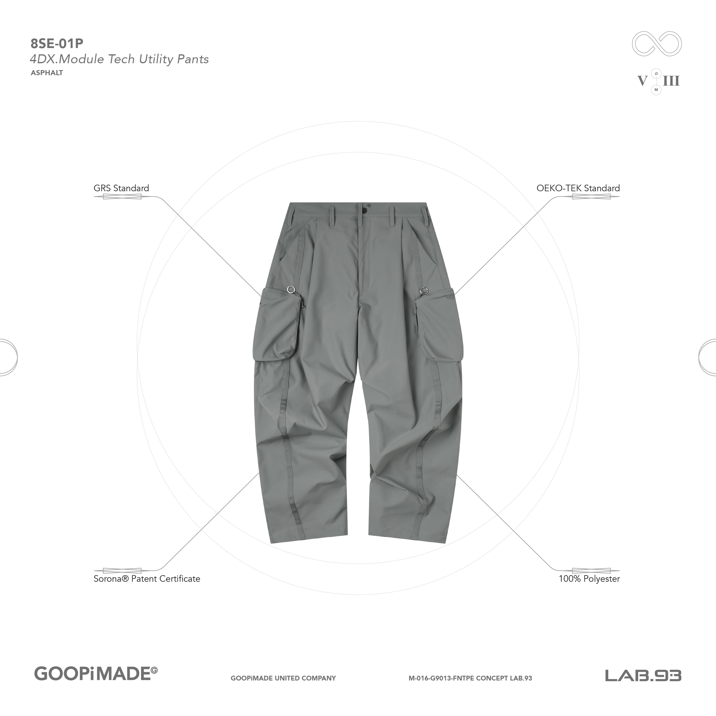 GOOPiMADE “8SE-01P" 4DX.Module Tech Utility Pants - Asphalt