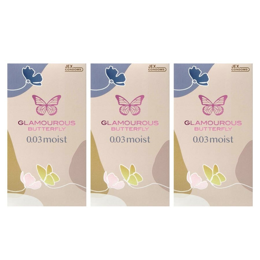 【女性受歡迎No.1】日本JEX 魅力蝴蝶 0.03極潤型乳膠安全套（8片裝）三盒裝