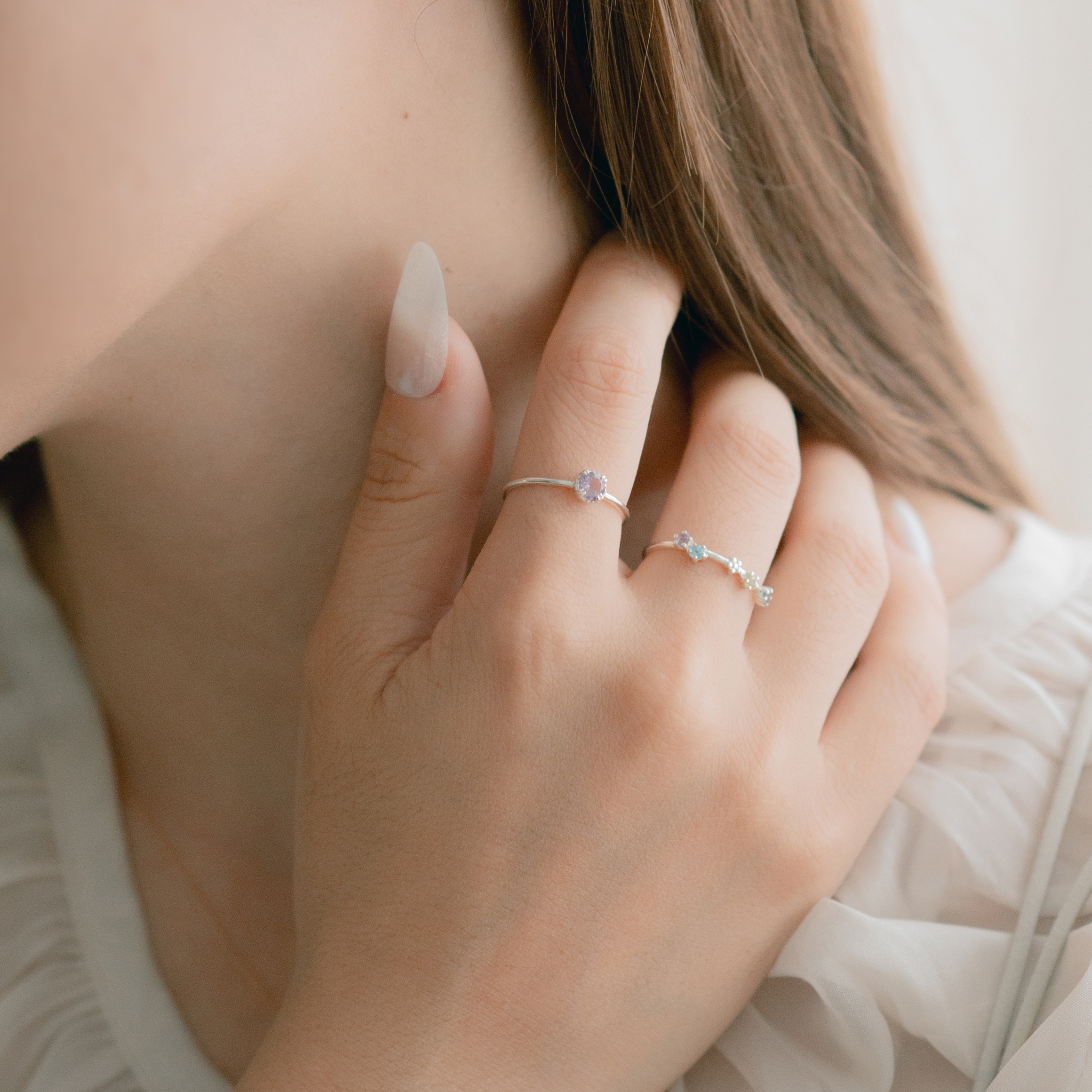 圓四爪紫水晶戒指