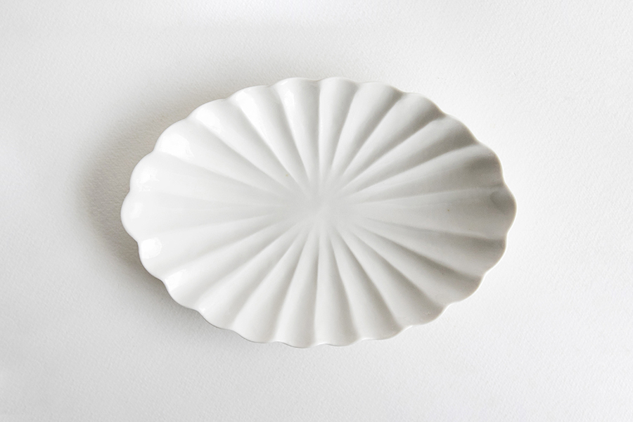 角田淳 - 輪花橢圓皿 / 中