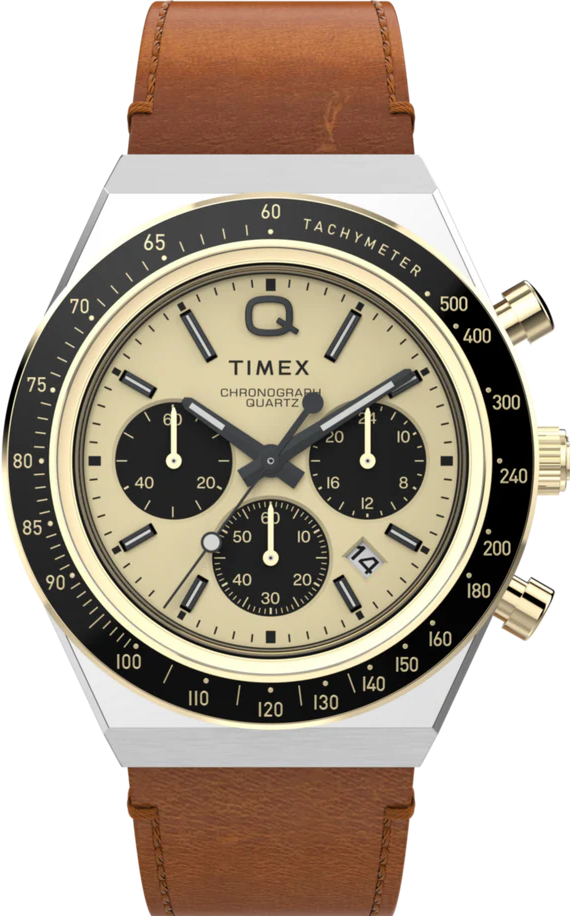 萬年鐘錶 - TIMEX 天美時   Q-Timex  歐洲賽道經典精緻呈現三眼計時男錶  TW2W64400  timex Q  錶徑40MM