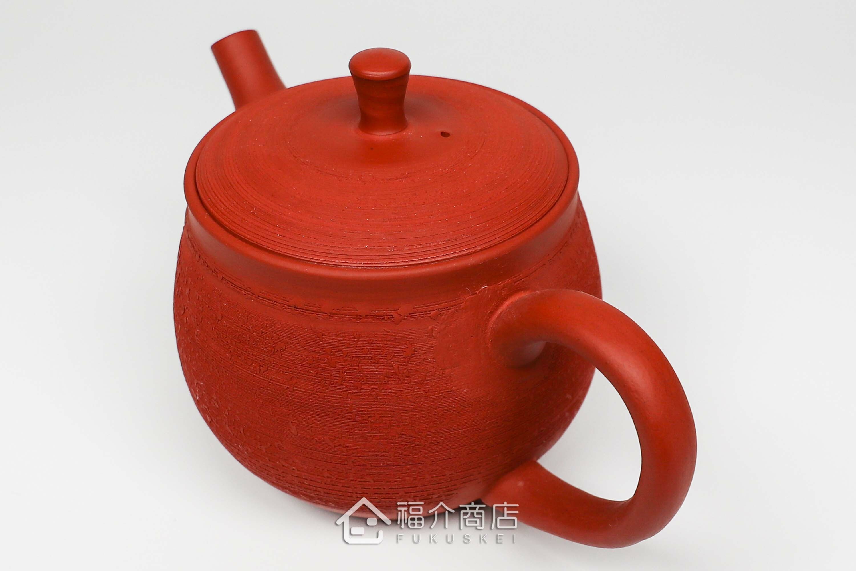 泡茶用的270ml朱紅色松皮造型陶壺