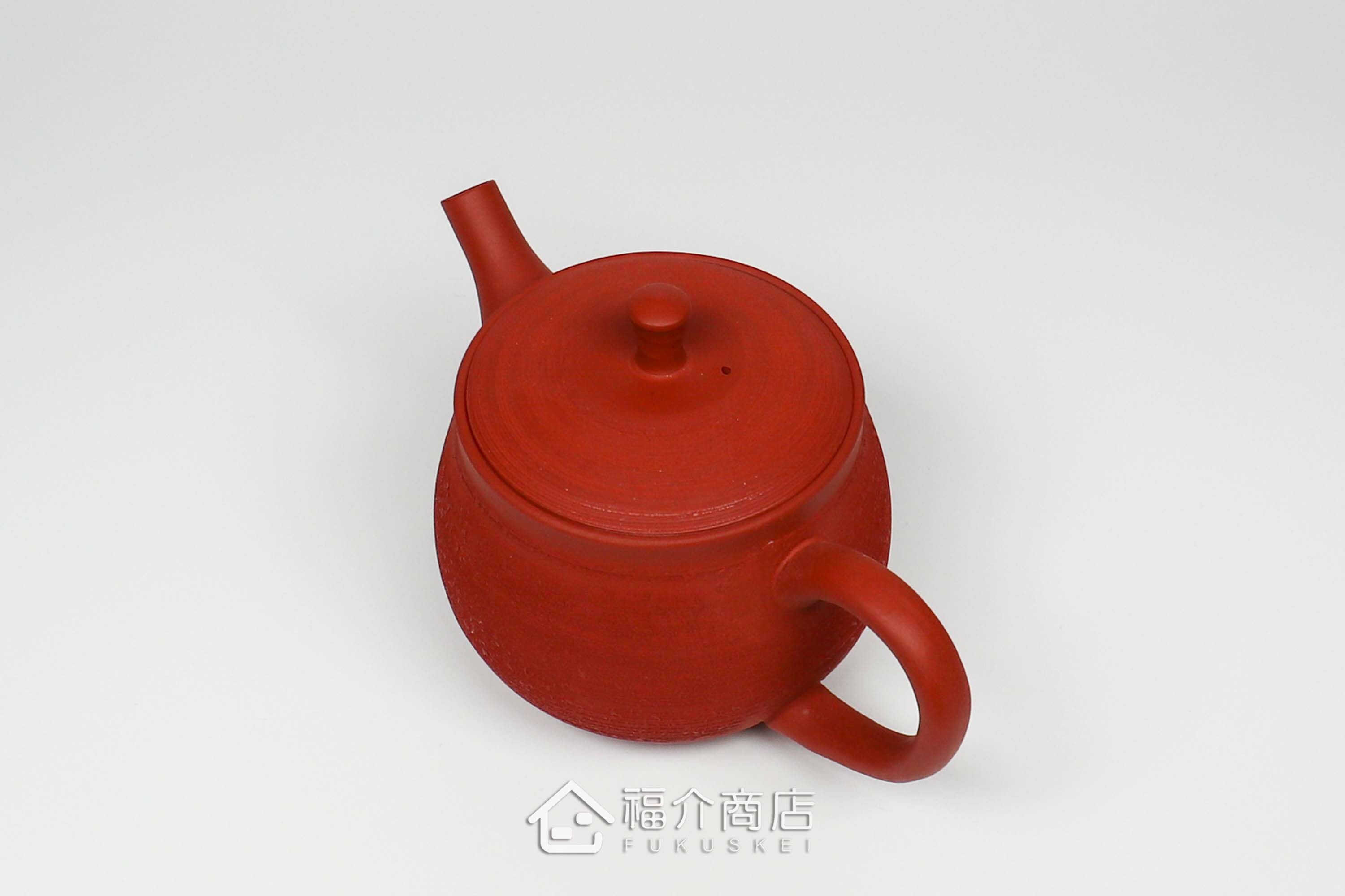 泡茶用的270ml朱紅色松皮造型陶壺