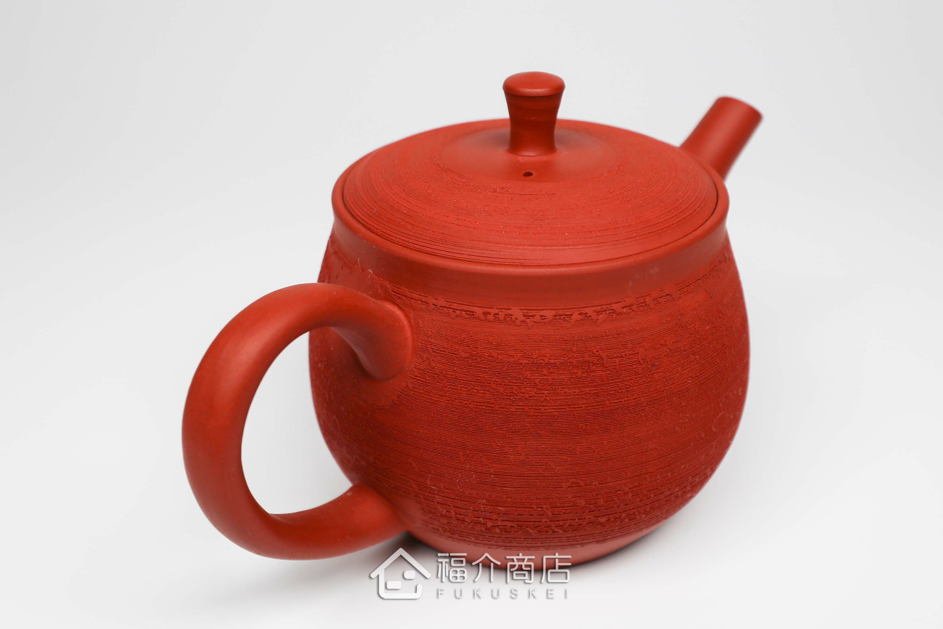 泡茶用的270ml朱紅色松皮造型陶壺