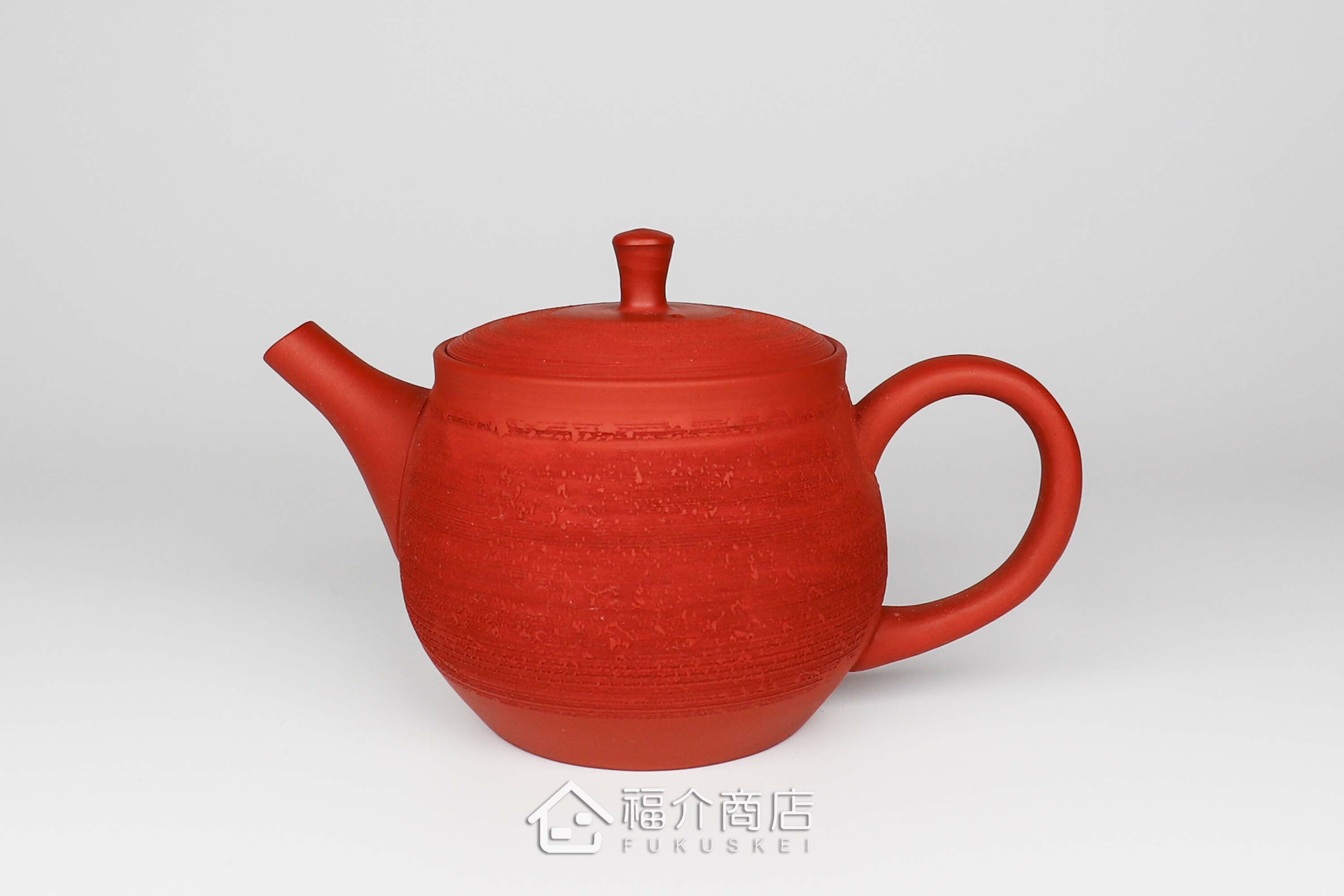 泡茶用的270ml朱紅色松皮造型陶壺