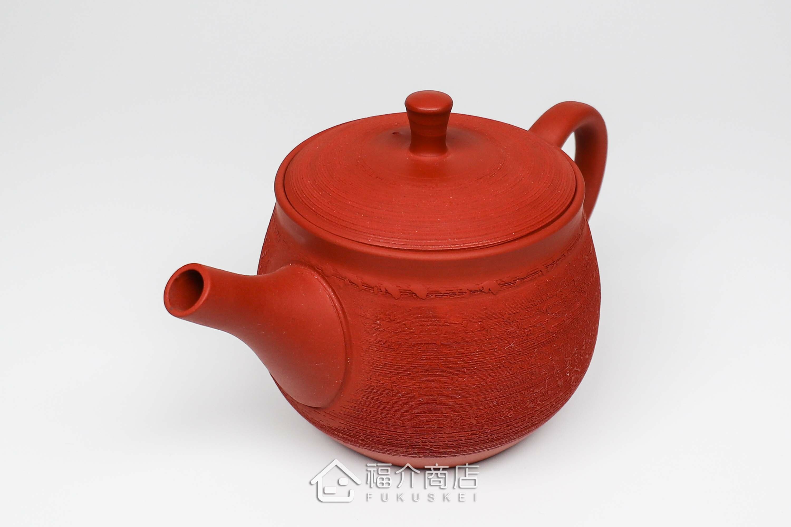 泡茶用的270ml朱紅色松皮造型陶壺