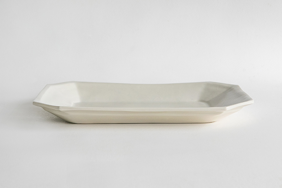 角田淳 - 隅切皿 / 大 / 奶油