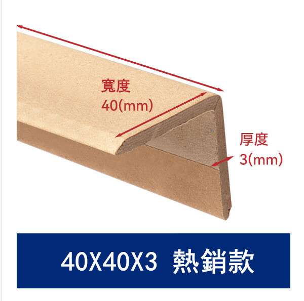 長塑紙護角 L型紙箱護邊防撞保護條 紙質直角包角【40*40*3mm（熱銷款）0.5米長】x10條裝