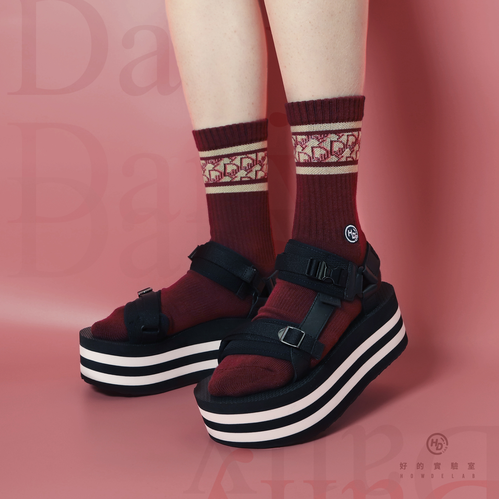 HOWDE LAB Classic Socks " Red Wine" Daily 酒紅色 中高筒襪 男女 長襪【20SS03-WN】