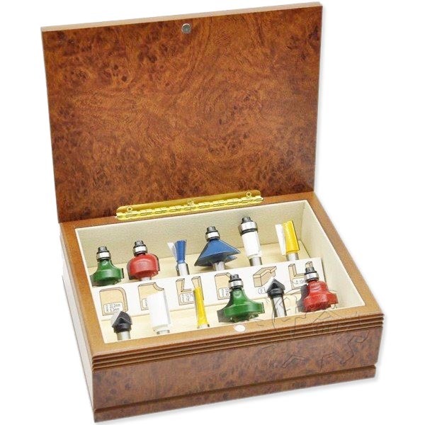 ＊中崙五金【附發票】(新款台灣製) 牧田 A-87921 精緻木盒修邊刀組 12支組 木盒 6mm柄 木工修邊