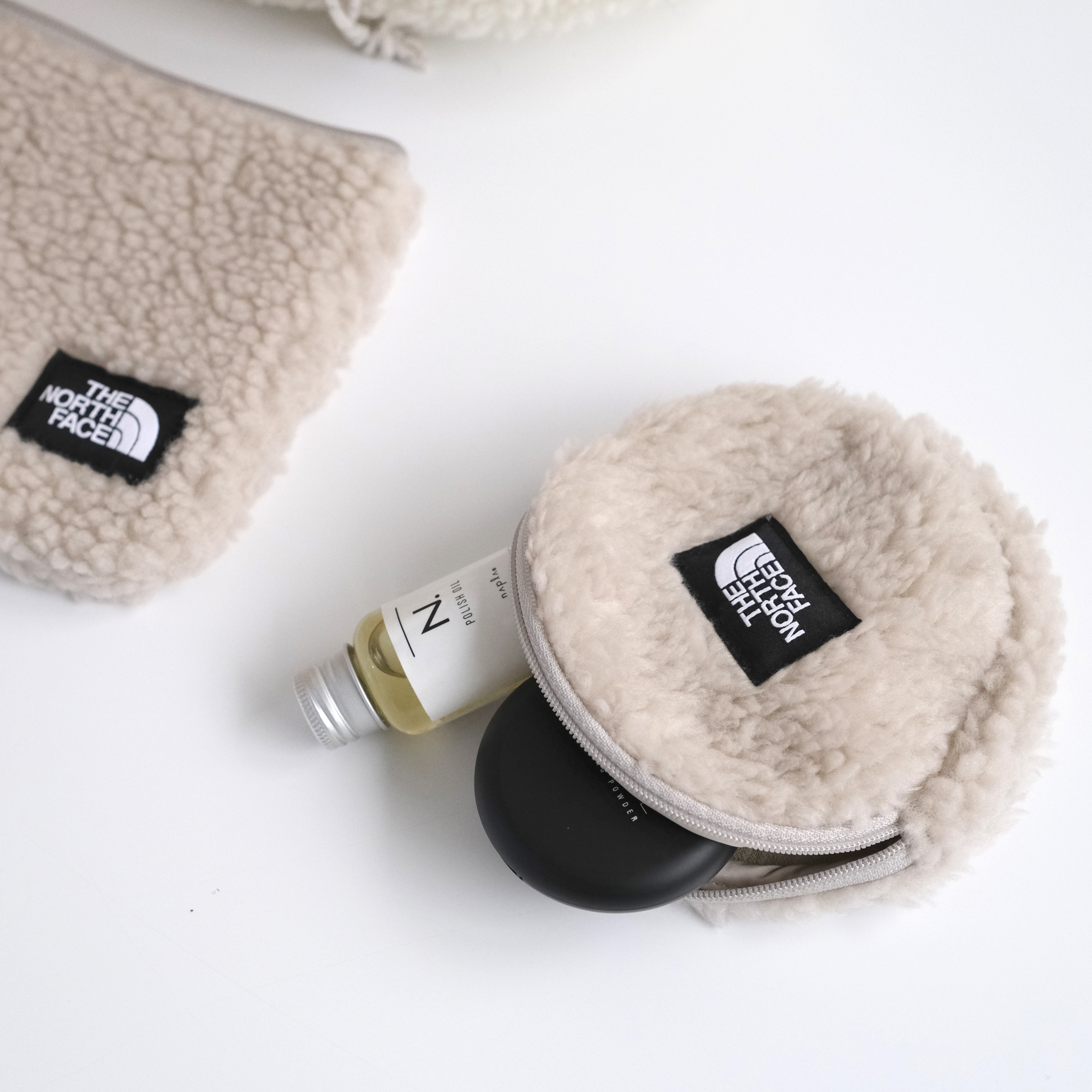 現貨┃THE NORTH FACE FLEECE POUCH ROUND 毛毛 零錢包 米白色