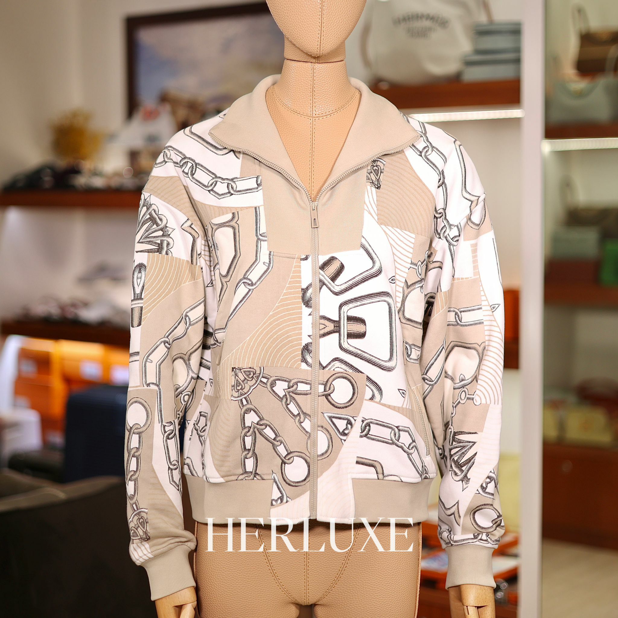 "EFFET KALEIDOSCOPE" zipped jacket F8 beige glaise (可預訂size)