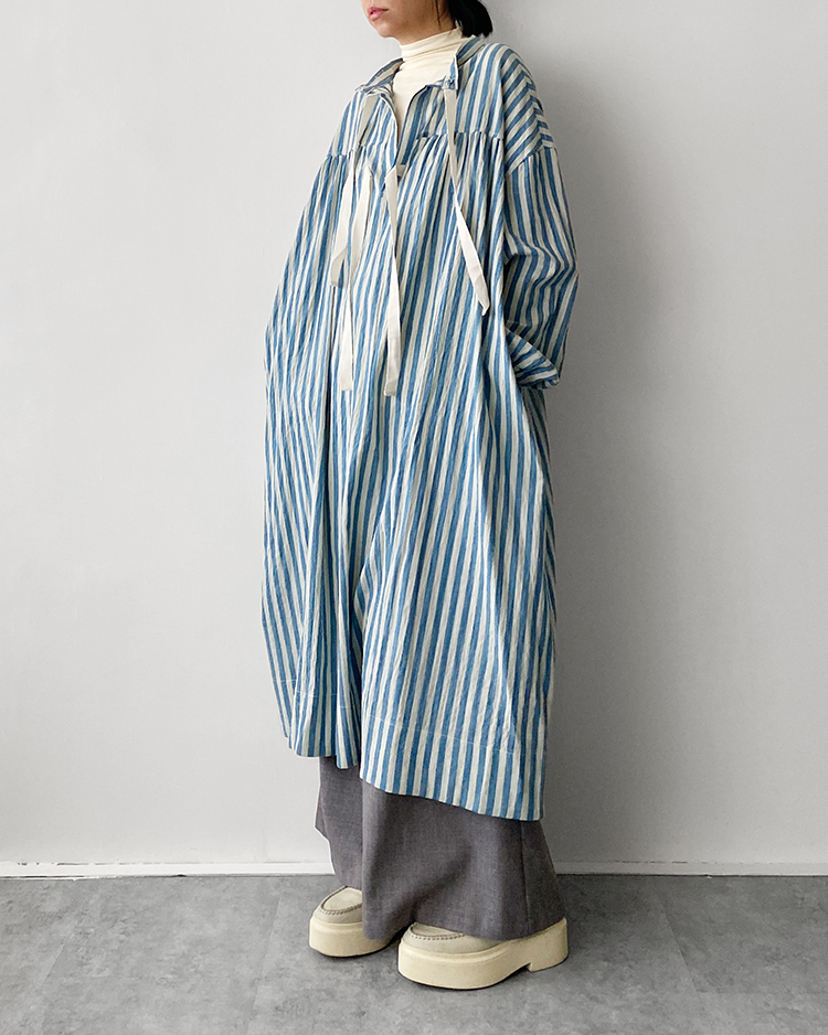 MFD-2628 棉麻感條紋洋裝