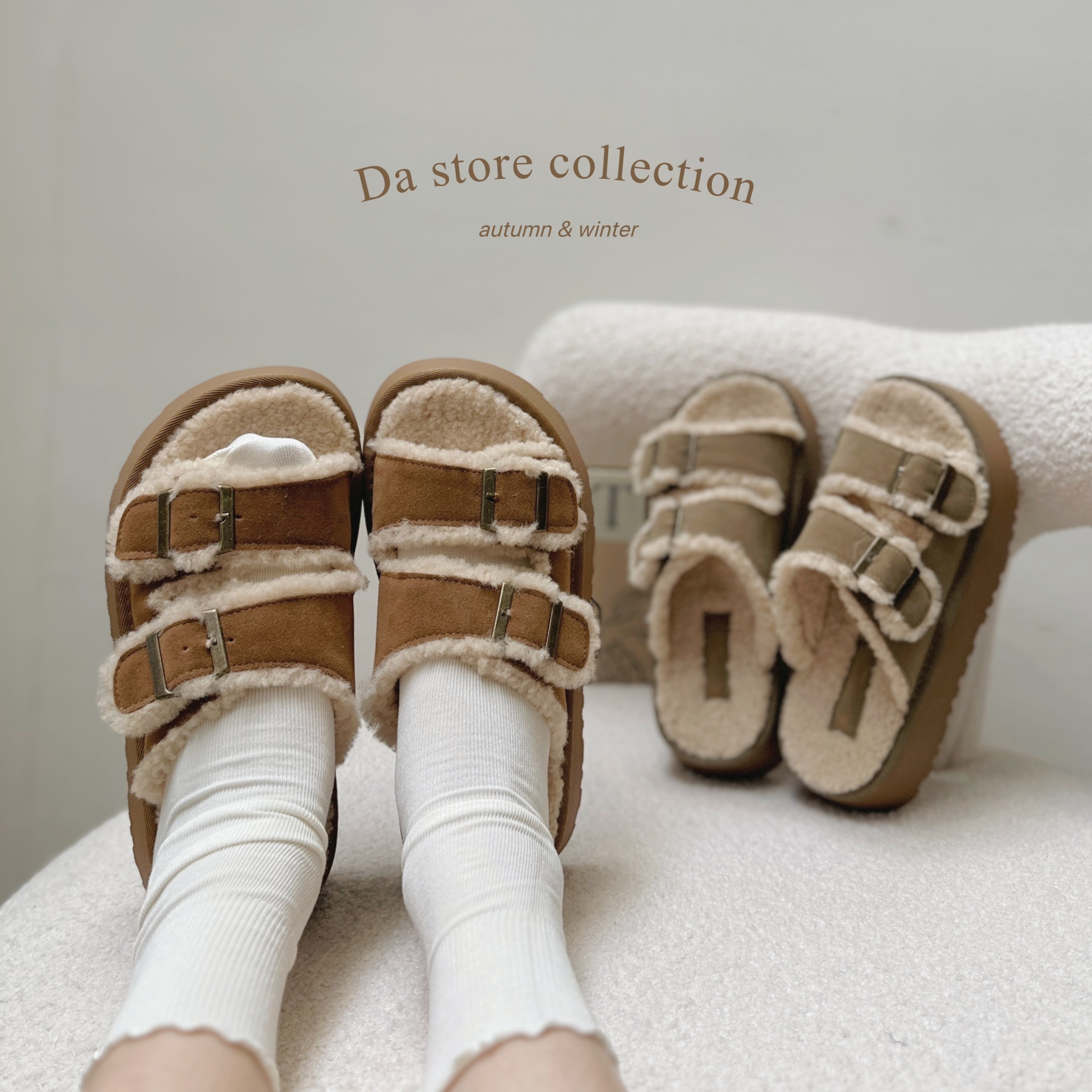 🇰🇷後底軟Q羊羔毛毛拖鞋/二色