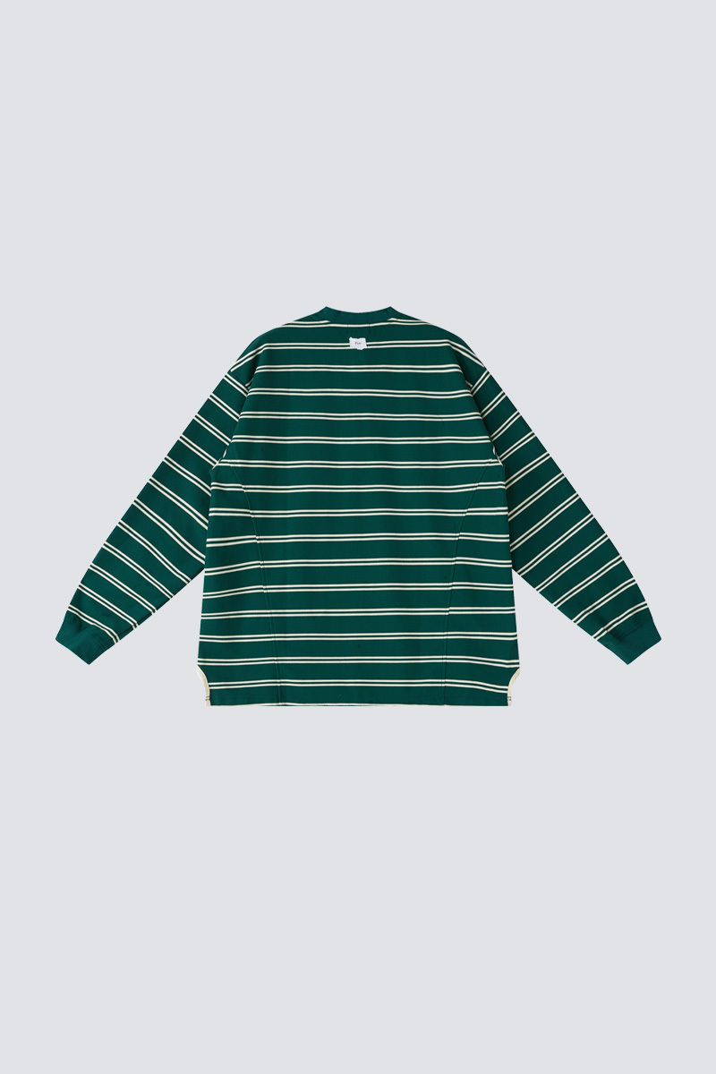 Striped Waffle Long Sleeve Henley Tee｜Fumble G.｜Hong Kong Original Design