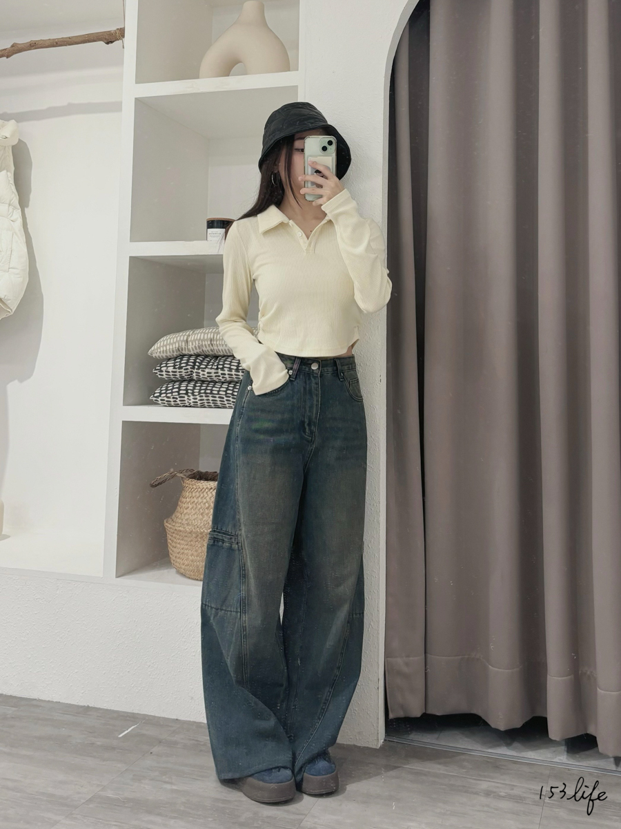 |現貨|必收!辣妹薄針織合身翻領側抓皺上衣(3色)