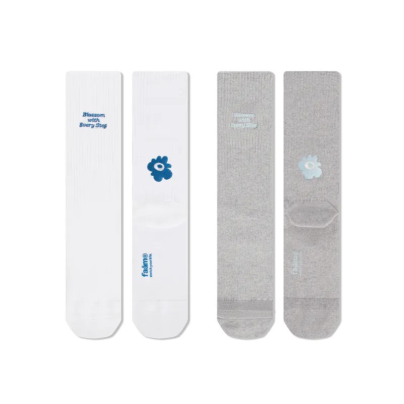 Faam Blossom 花朵針織高筒襪(二入組)