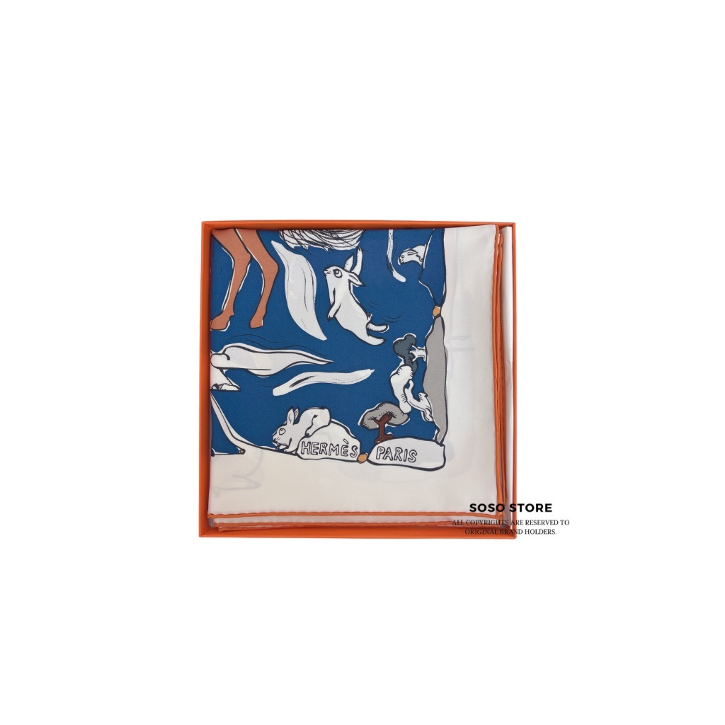Hermes Silk Mille Et Un Lapins Scarf 90