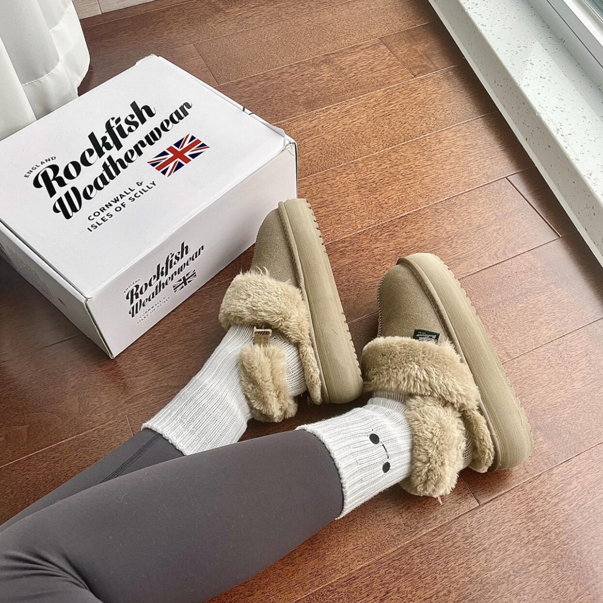 韓國品牌 ROCKFISH 毛毛 拖鞋 雪靴