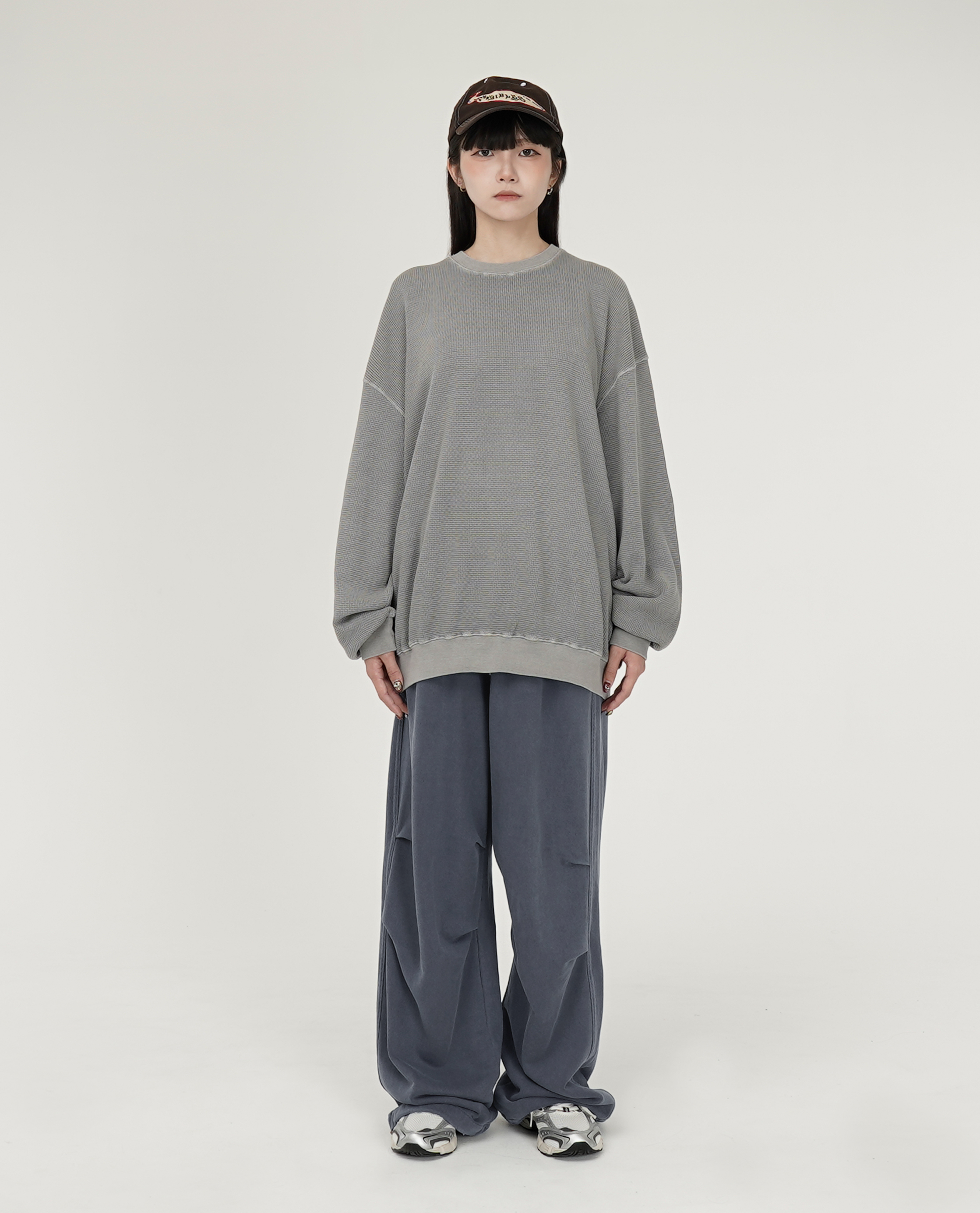 水洗落肩玉米棉長袖t