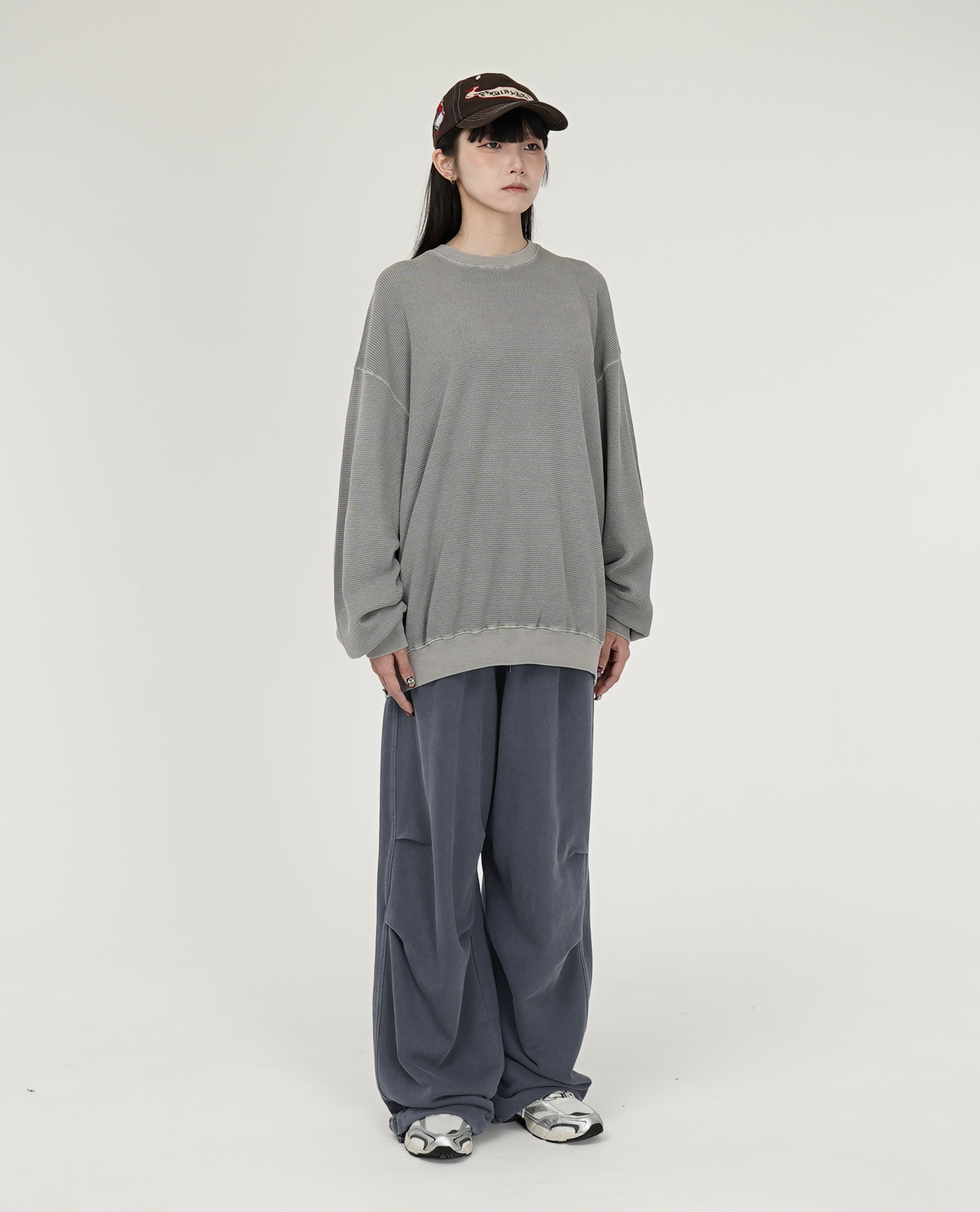 水洗落肩玉米棉長袖t