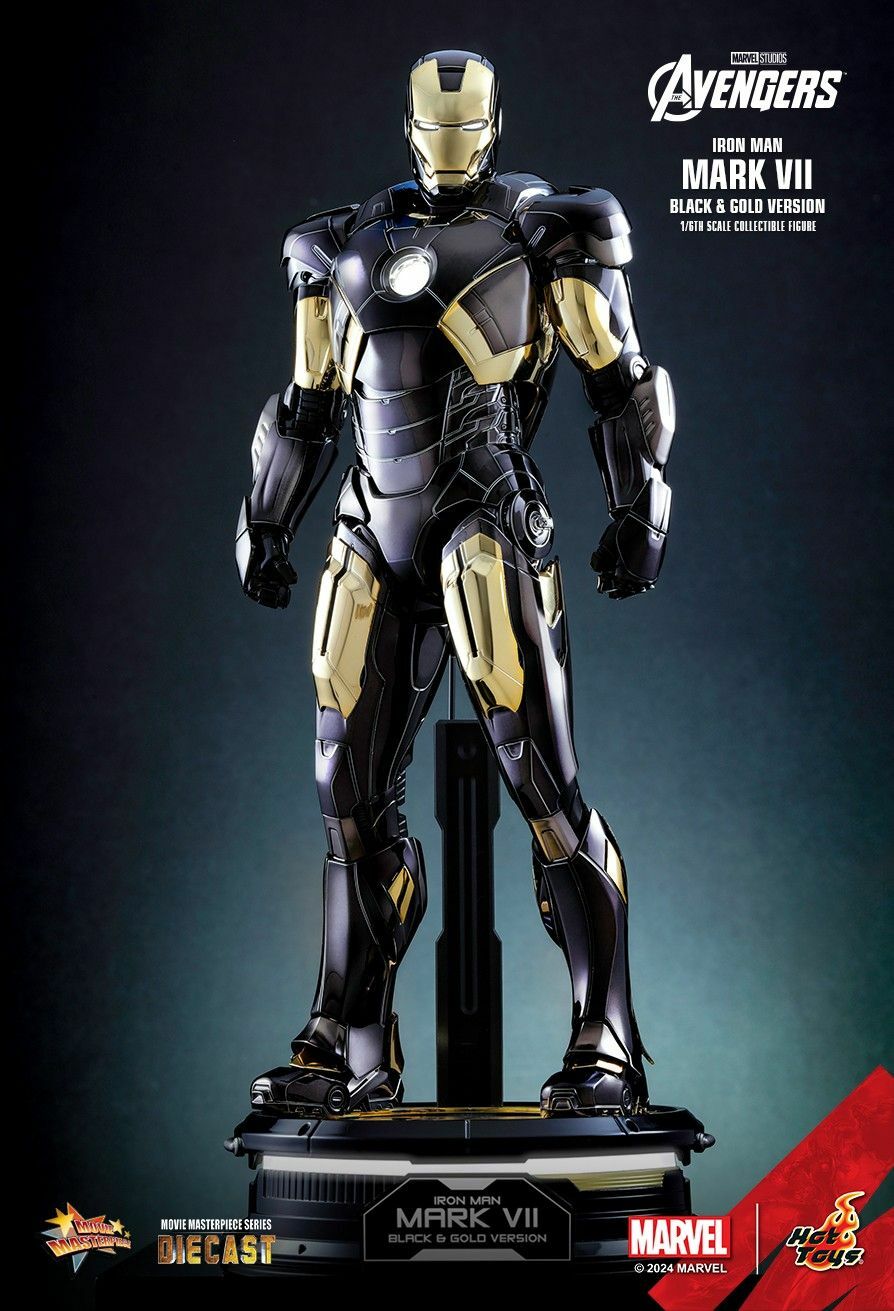 Hot Toys MMS741-D61 1:6 Figure 合金《鋼鐵人》Mark 7 黑金電鍍限定版h