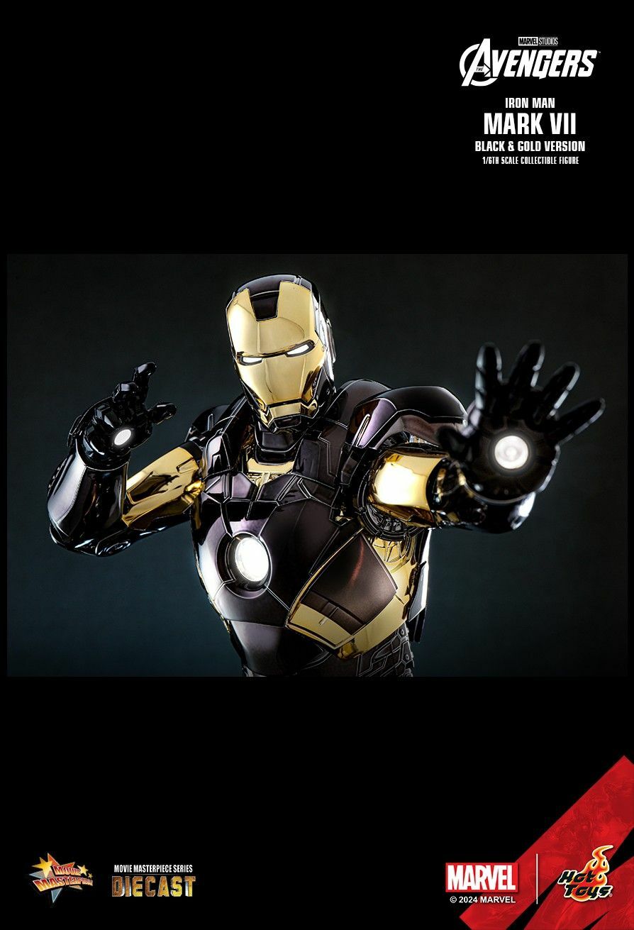 Hot Toys MMS741-D61 1:6 Figure 合金《鋼鐵人》Mark 7 黑金電鍍限定版h