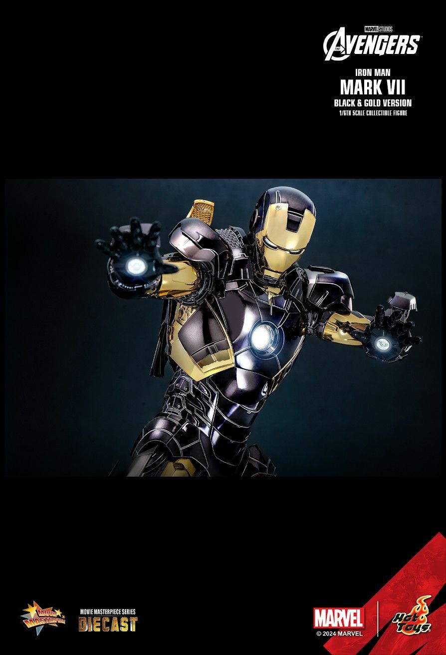 Hot Toys MMS741-D61 1:6 Figure 合金《鋼鐵人》Mark 7 黑金電鍍限定版h